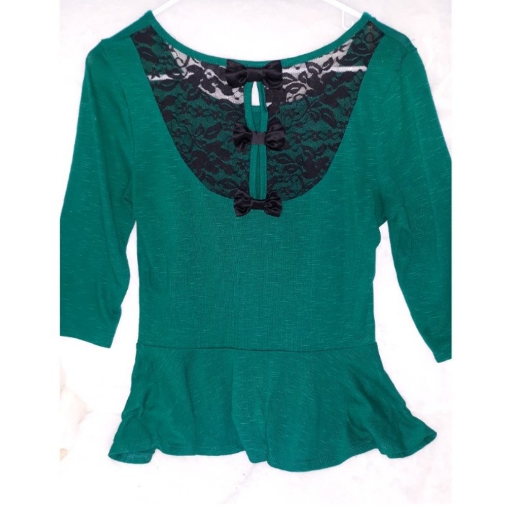 peplum green top